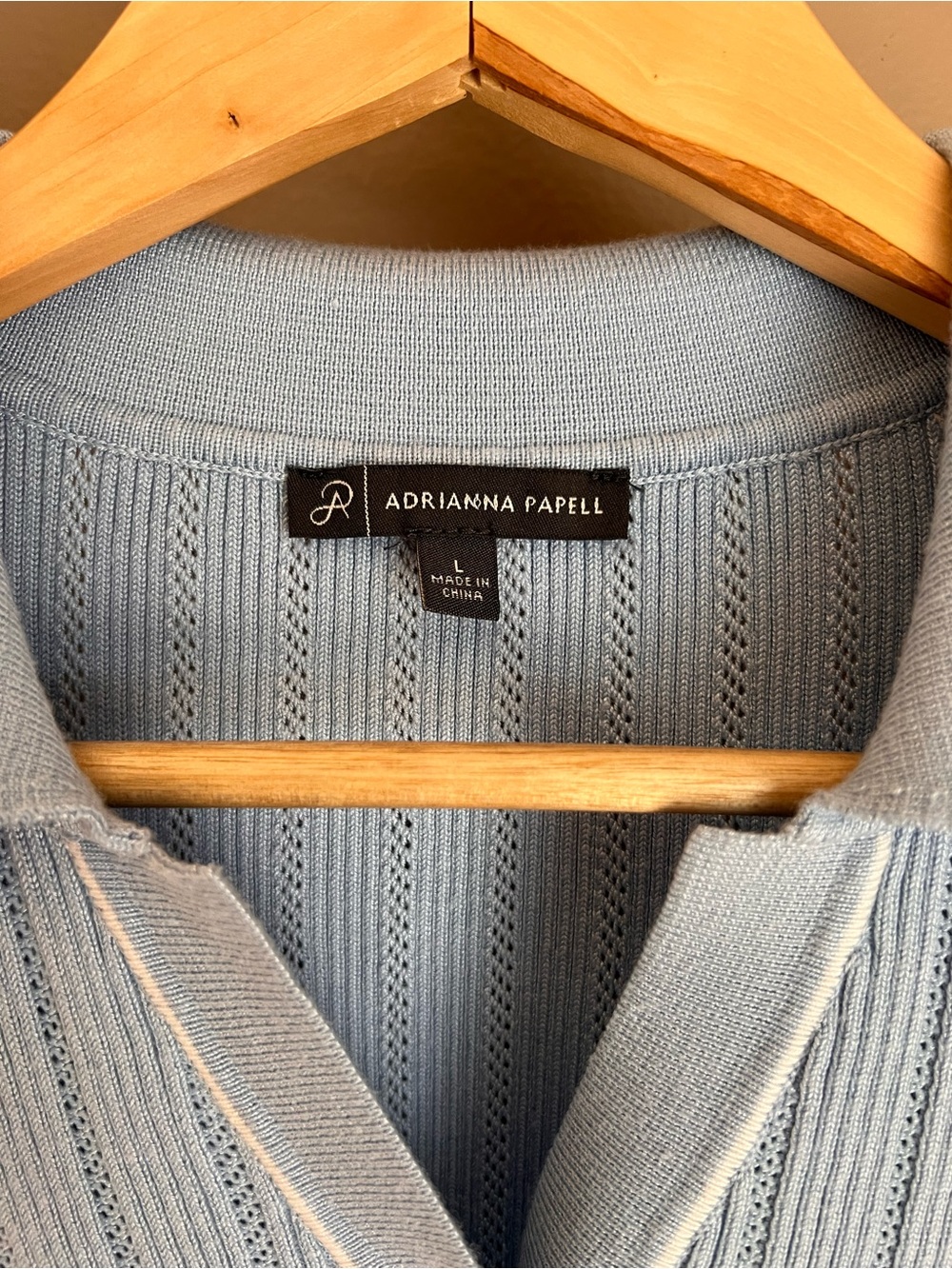 Adrianna Papell Light Blue Short-Sleeve Knit Polo Sweater - Picture 3 of 4